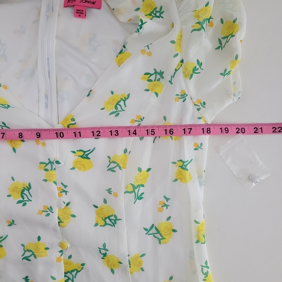 New Betsy Johnson Lemon Drop Floral Floral Button Up Maxi Sheath Dress - Picture 11 of 13